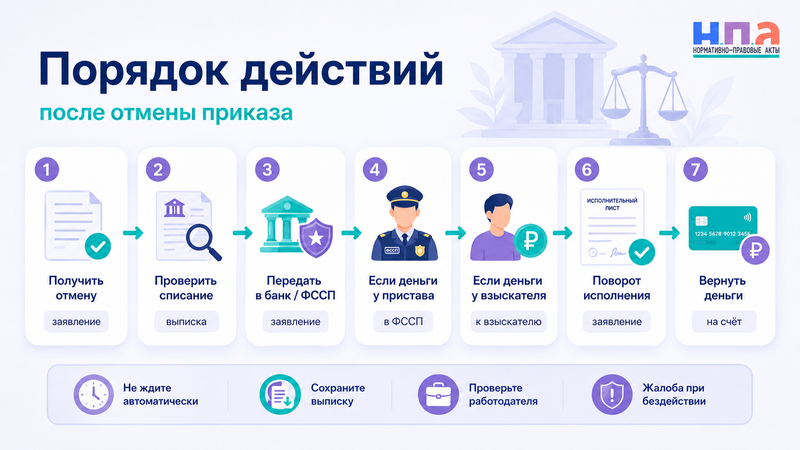 Как вернуть деньги после отмены судебного приказа: поворот исполнения