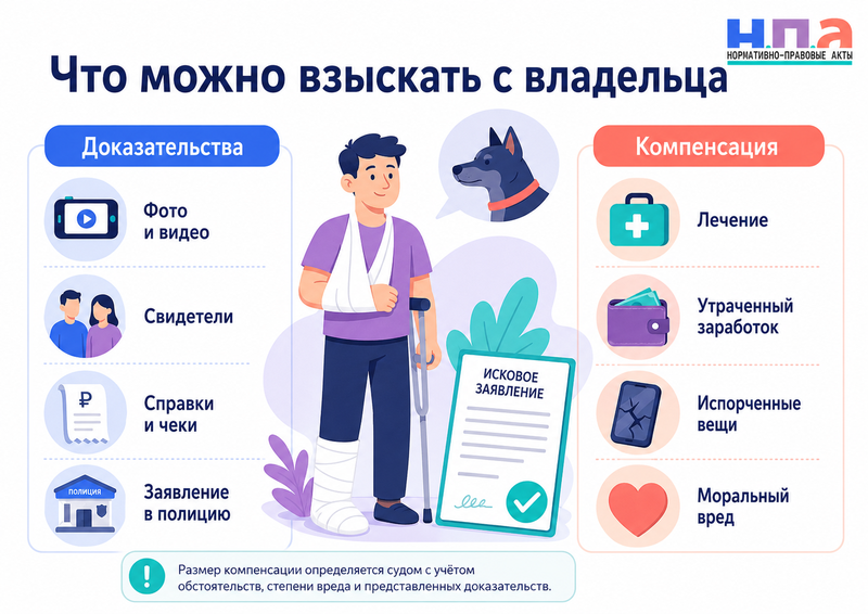 Собака напала или укусила человека лечение, доказательства и компенсация с владельца