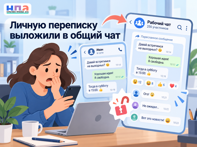 Собеседник выложил личную переписку в общий чат - что делать