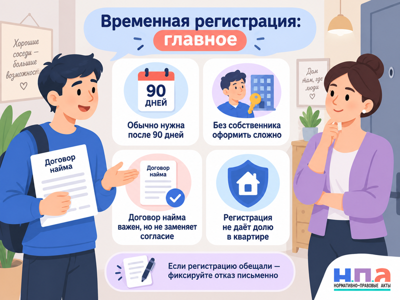 Собственник отказывается оформить квартиранту временную регистрацию