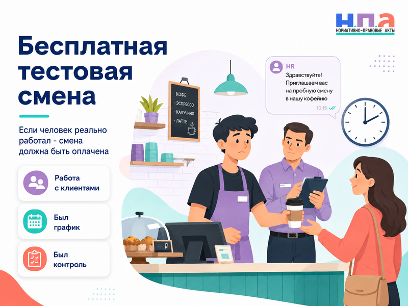 Соискателя пригласили на бесплатную тестовую смену, стажировку или пробный рабочий день как потребовать оплату