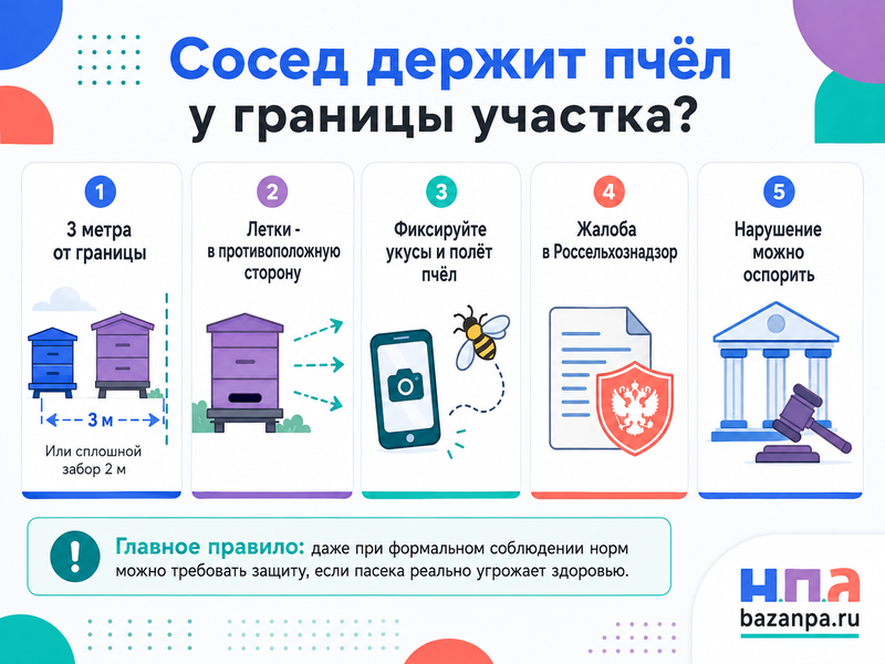 Сосед держит пчёл рядом с границей участка как добиться переноса ульев