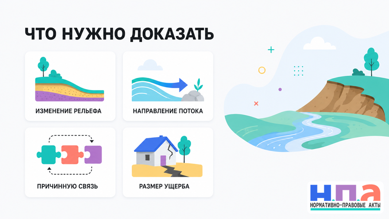 Сосед изменил рельеф, и вода стала затапливать ваш участок