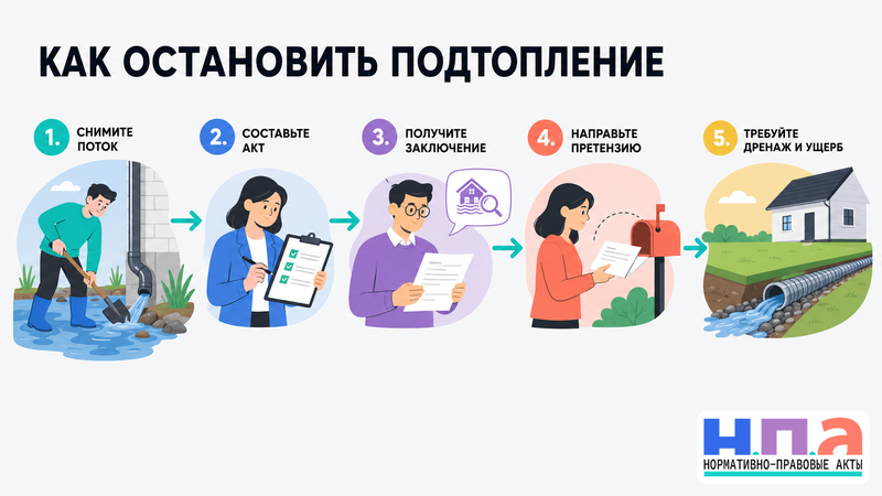 Сосед изменил рельеф, и вода стала затапливать ваш участок