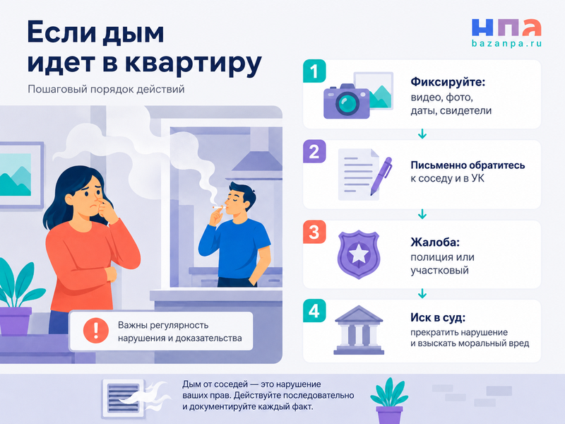 Сосед курит в подъезде, на балконе или в окно куда жаловаться и можно ли взыскать компенсацию