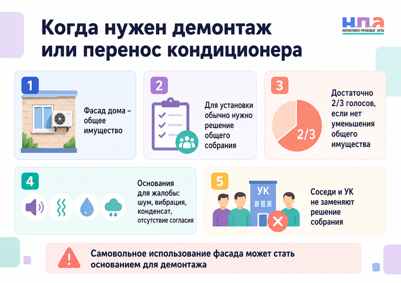 Сосед установил кондиционер на фасаде дома когда требуется согласие и можно ли потребовать демонтаж