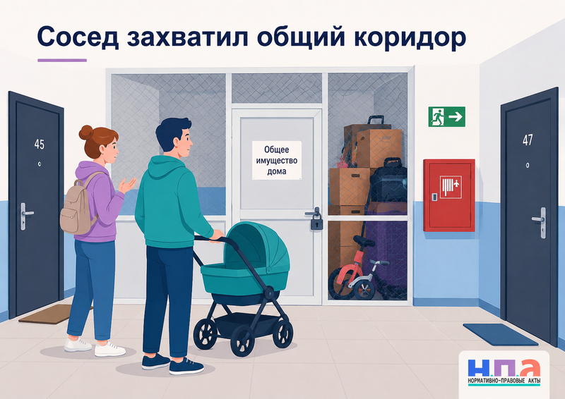 Сосед захватил общий коридор, колясочную или кладовую демонтаж перегородки и возврат общего имущества