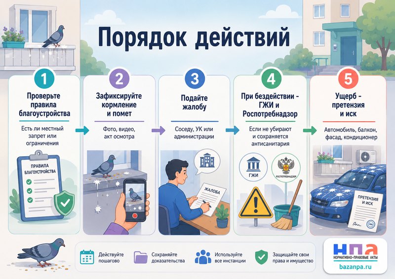 Соседи кормят голубей и создают антисанитарию куда жаловаться и как собрать доказательства