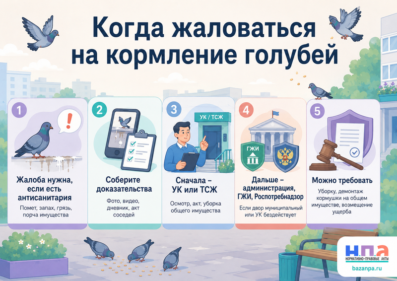 Соседи кормят голубей и создают антисанитарию куда жаловаться и как собрать доказательства