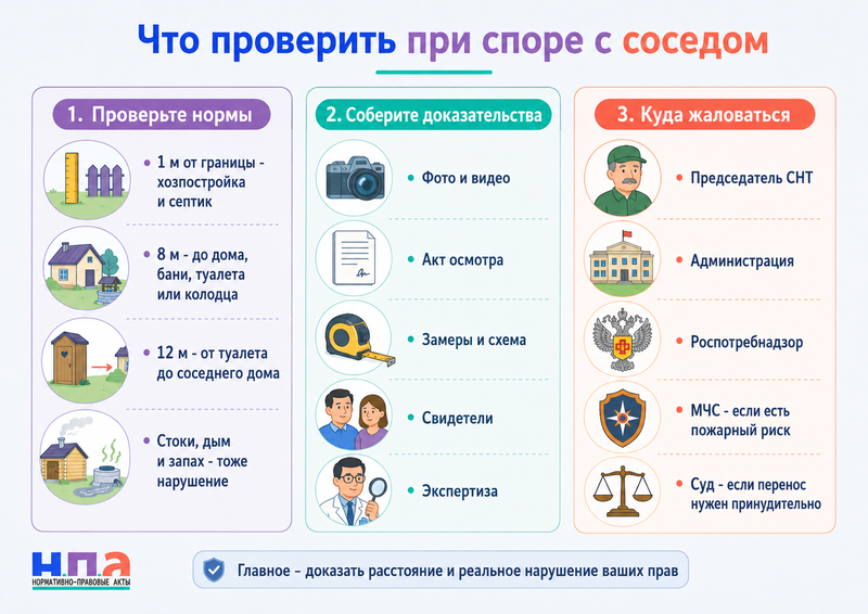 Соседская баня, септик или туалет нарушают санитарные нормы как добиться переноса