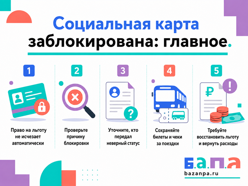 Социальная или транспортная карта льготника заблокирована как восстановить льготу и вернуть расходы