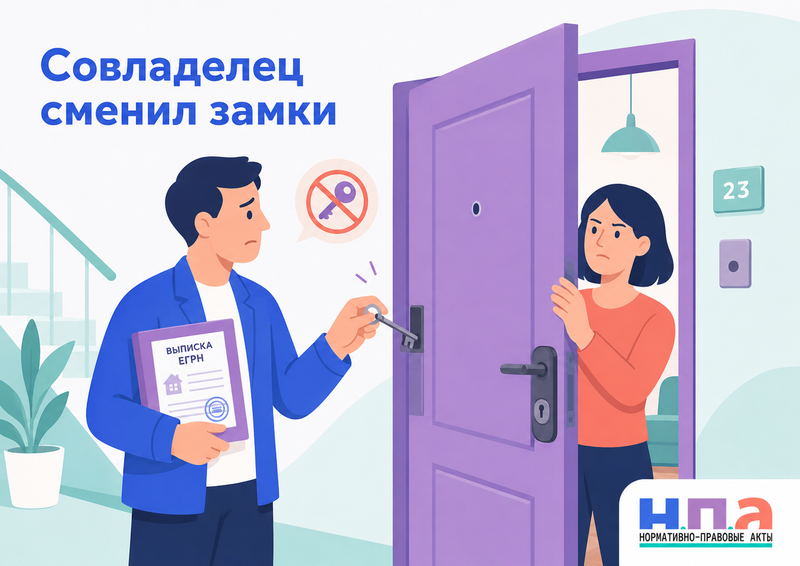 Совладелец квартиры сменил замки и не пускает другого собственника доступ в жилье, ключи и обращение в суд