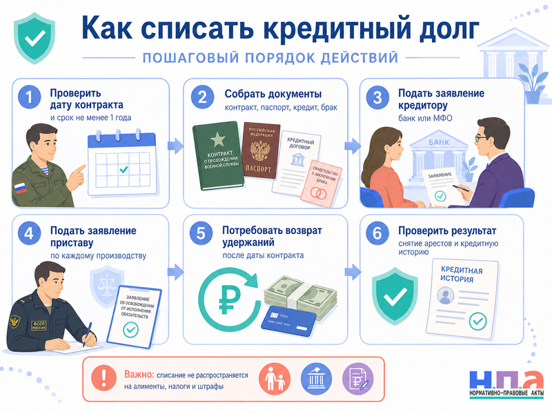 Списание кредитов участников СВО и их супругов в 2026 году условия и порядок обращения