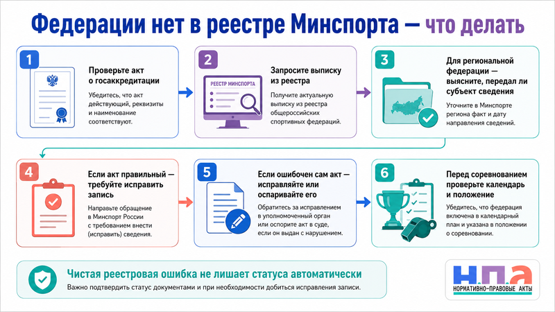 Спортивная федерация отсутствует в реестре Минспорта