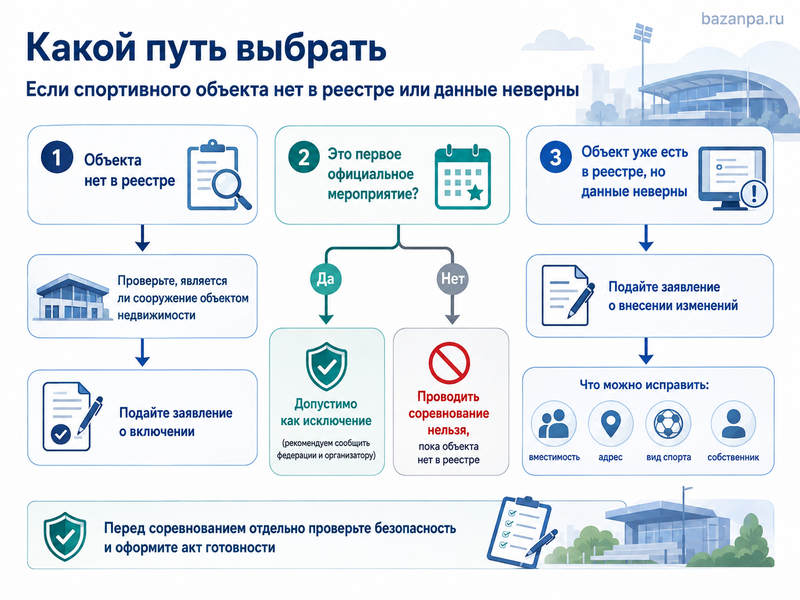 Спортивный объект отсутствует во Всероссийском реестре объектов спорта