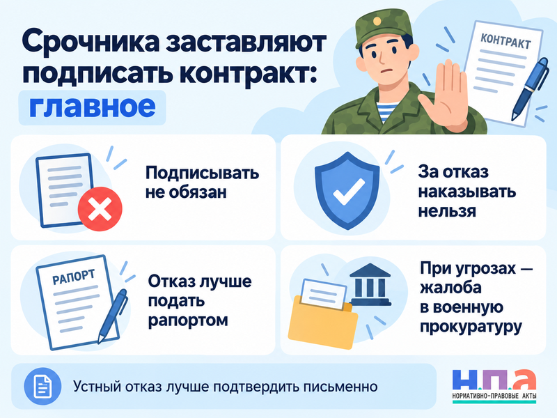 Срочника заставляют подписать контракт - как отказаться и защитить себя
