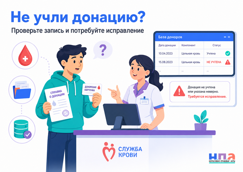 Станция переливания крови не внесла донацию или неправильно указала вид и объем сдачи как восстановить учет