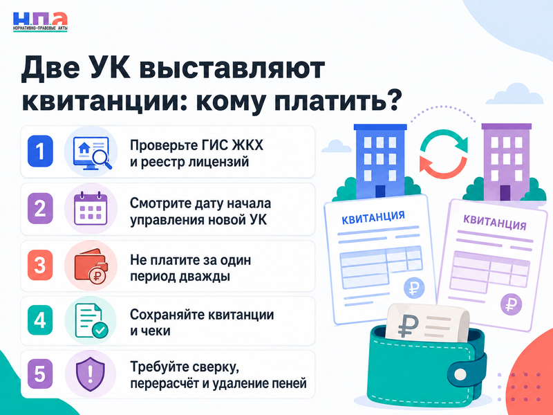 Старая и новая управляющие компании одновременно выставляют квитанции кому платить