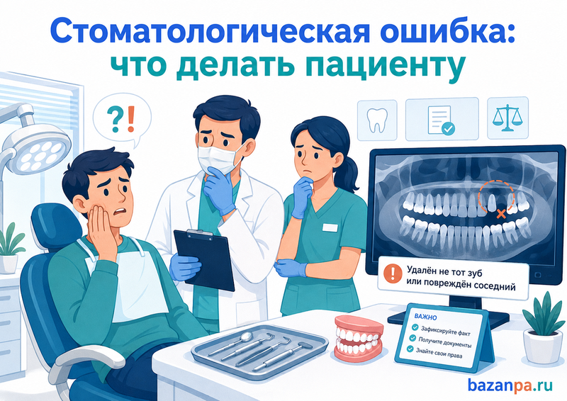Стоматолог удалил не тот зуб, оставил обломок инструмента или повредил соседний