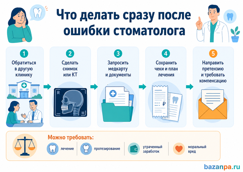 Стоматолог удалил не тот зуб, оставил обломок инструмента или повредил соседний