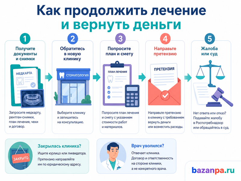 Стоматология закрылась или врач уволился до завершения лечения что делать