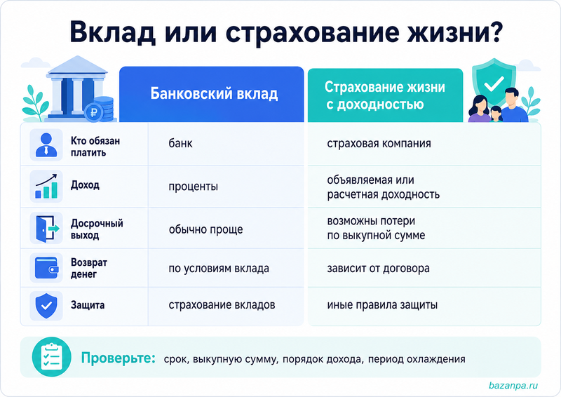 Страхование жизни с объявляемой или расчетной доходностью чем отличается от вклада и какие риски есть у клиента