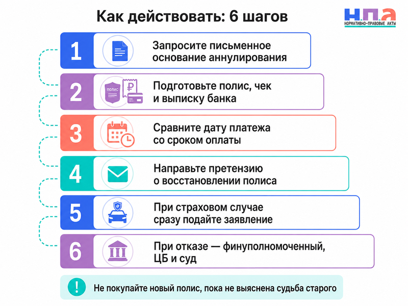 Страховая аннулировала полис из-за якобы неоплаченной премии, хотя деньги перечислены что делать