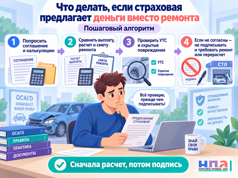 Страховая предлагает деньги по ОСАГО что проверить до подписи