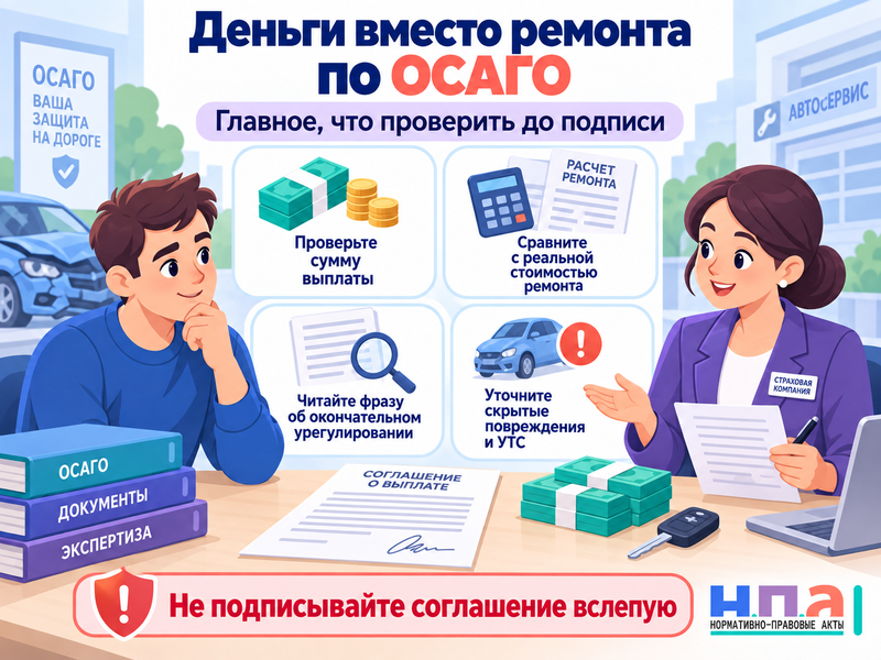 Страховая предлагает деньги по ОСАГО что проверить до подписи