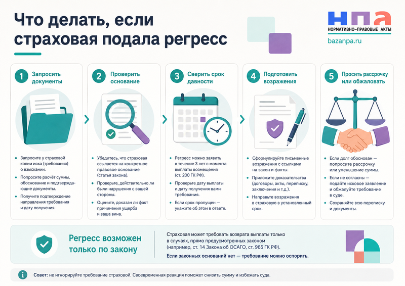 Страховая требует вернуть выплату по ОСАГО когда возможен регресс к виновнику ДТП