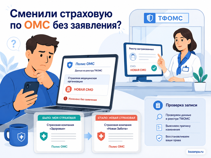 Страховую компанию по ОМС сменили без заявления или указан чужой страховщик что делать