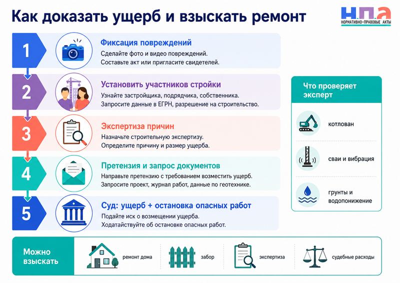 Стройка на соседнем участке вызвала трещины в доме, просадку фундамента или повреждение забора