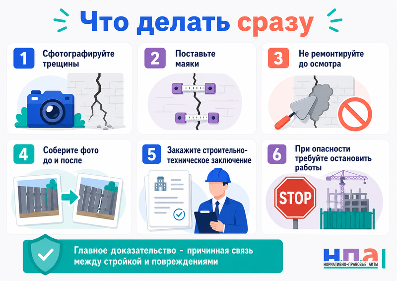 Стройка на соседнем участке вызвала трещины в доме, просадку фундамента или повреждение забора