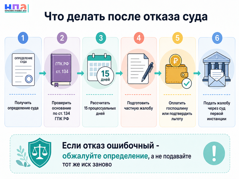 Суд отказал в принятии искового заявления чем это отличается от возврата и как подать частную жалобу