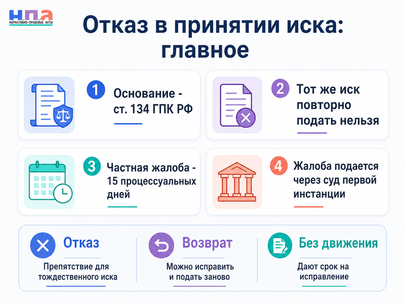 Суд отказал в принятии искового заявления чем это отличается от возврата и как подать частную жалобу