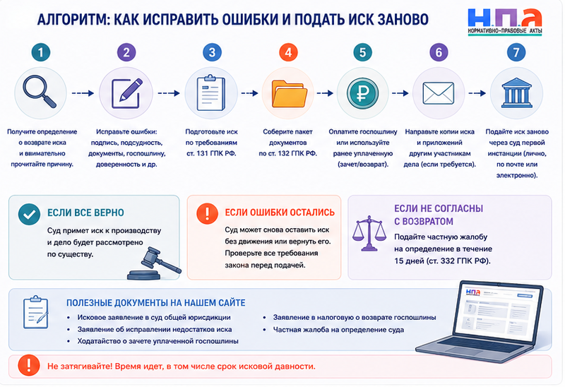 Суд вернул исковое заявление: что исправить и как подать заново