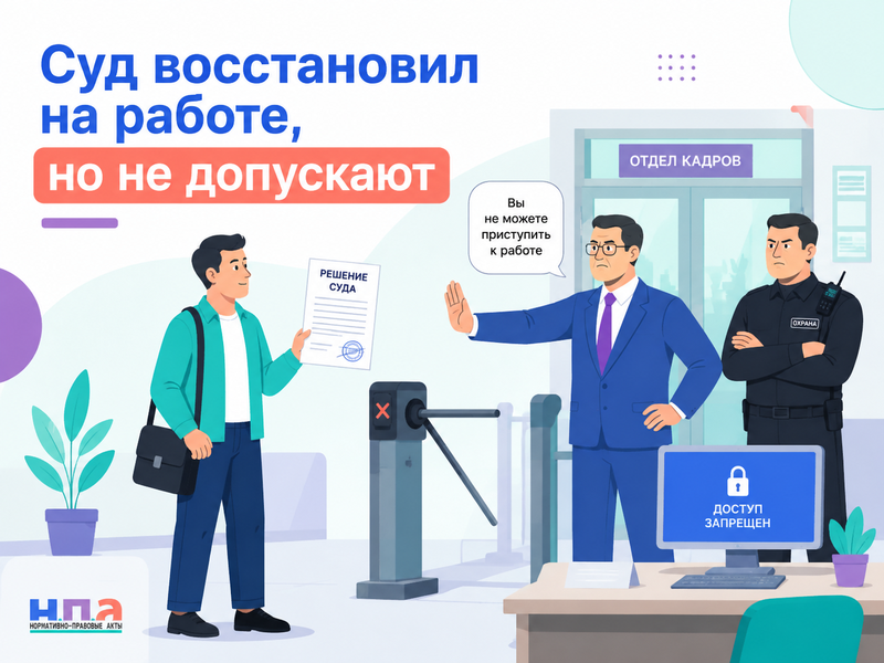Суд восстановил работника, но работодатель не допускает к работе как исполнить решение
