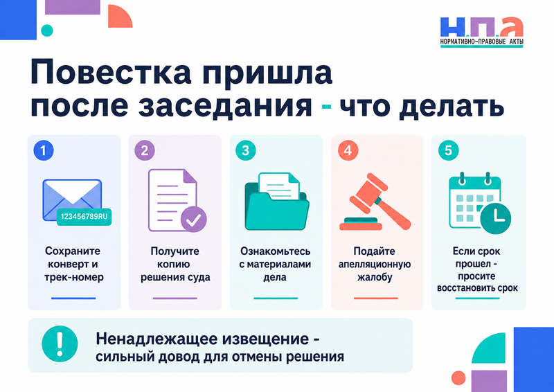 Судебная повестка пришла после заседания как восстановить срок и обжаловать решение