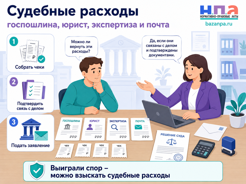 Судебные расходы госпошлина, юрист, экспертиза и почта