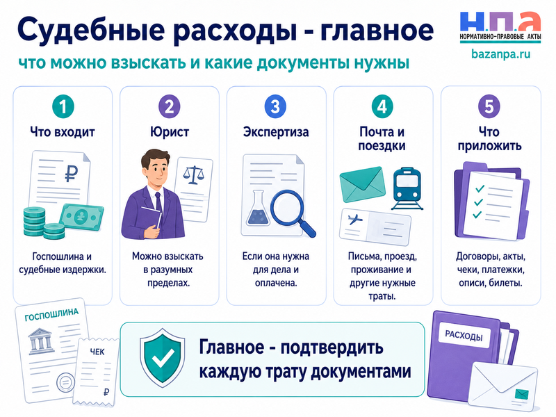 Судебные расходы госпошлина, юрист, экспертиза и почта