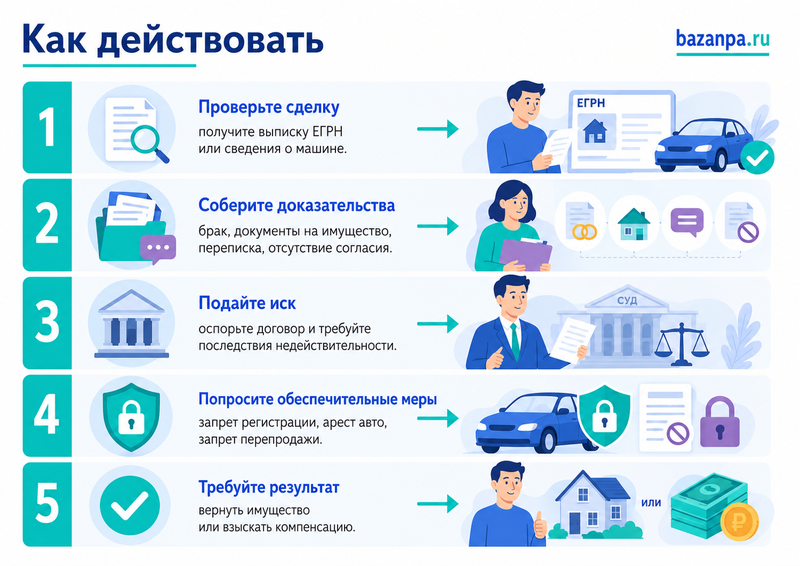 Супруг продал общую квартиру, автомобиль или другое имущество без согласия как оспорить сделку