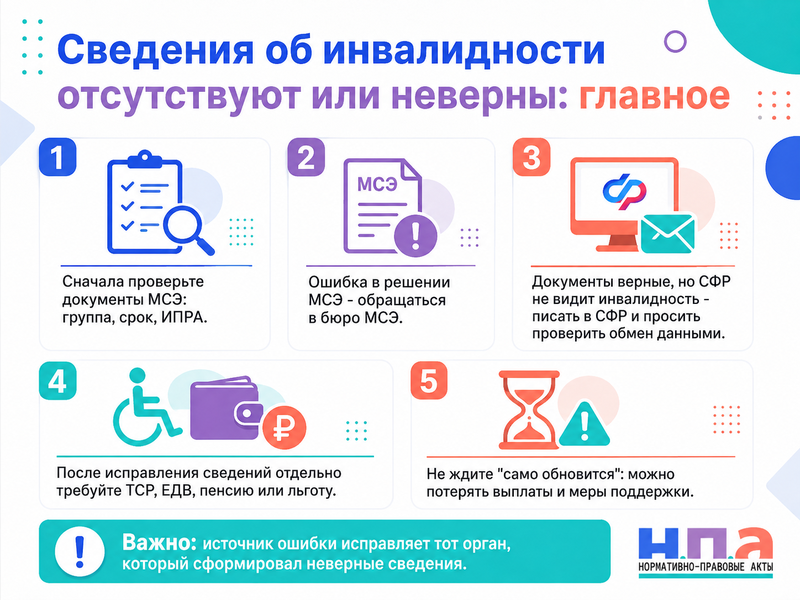 Сведения об инвалидности отсутствуют или неверны в реестре как исправить данные и получить льготы, ТСР и выплаты