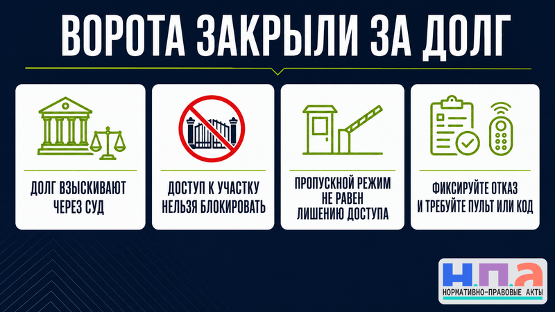 ТСЖ или СНТ перекрыло ворота за долг как восстановить доступ