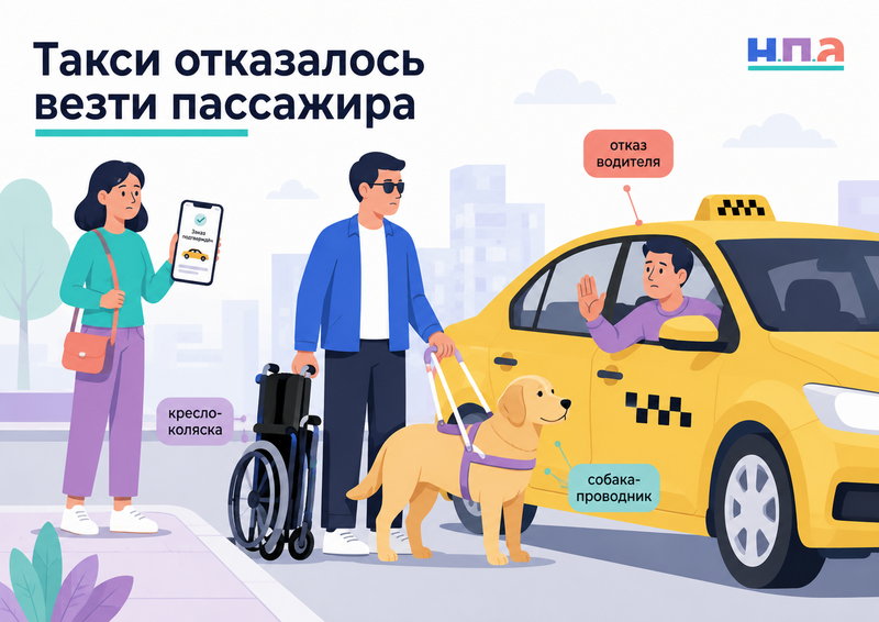 Такси отказалось перевозить пассажира с собакой-проводником, креслом-коляской или средством реабилитации