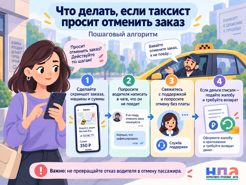 Таксист просит пассажира отменить заказ что делать