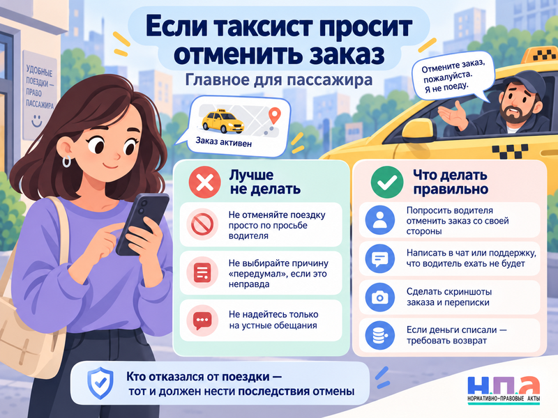 Таксист просит пассажира отменить заказ что делать