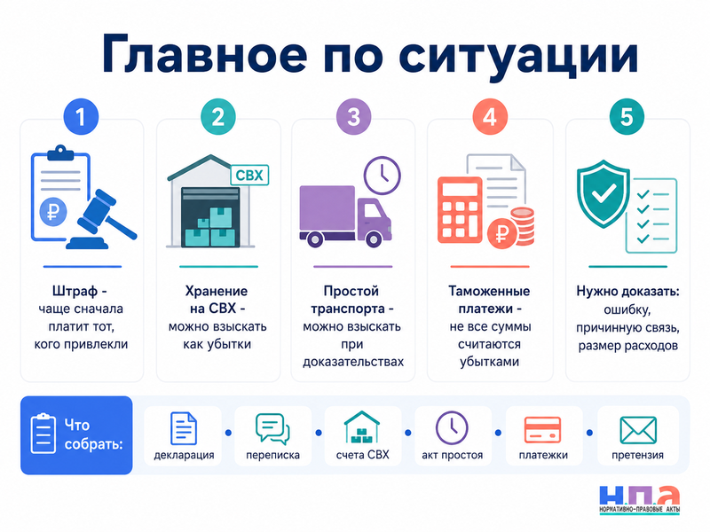 Таможенный представитель допустил ошибку в декларации кто возмещает штраф, хранение товара и простой транспорта