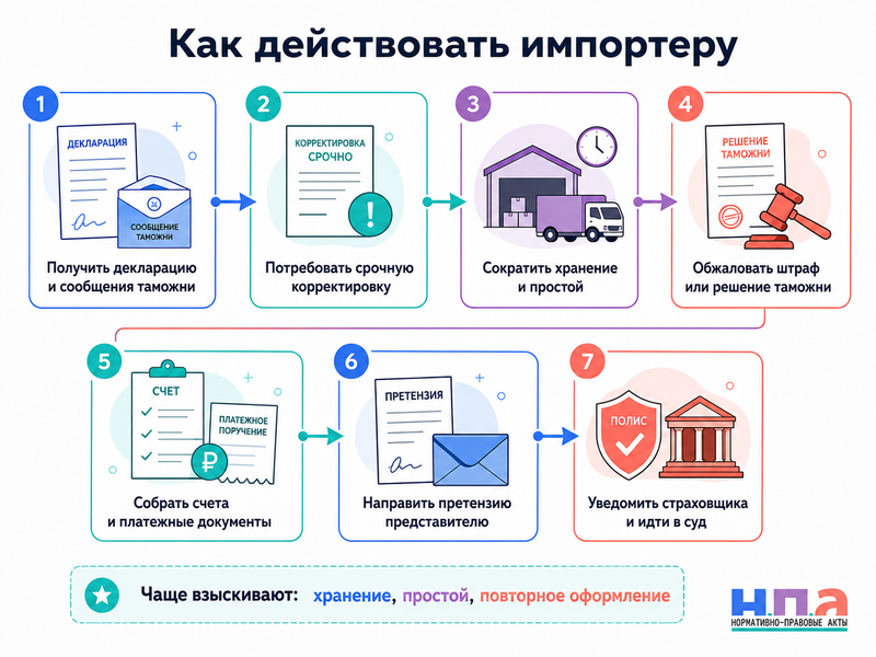 Таможенный представитель допустил ошибку в декларации кто возмещает штраф, хранение товара и простой транспорта