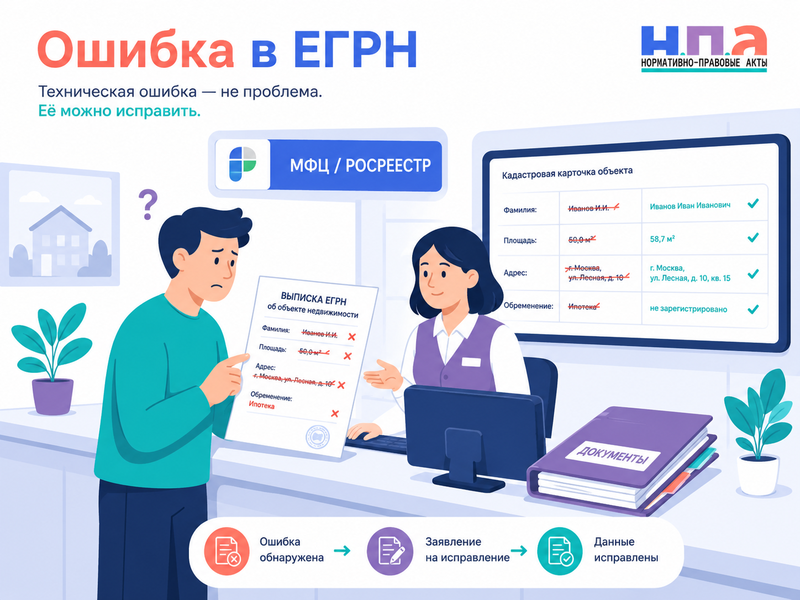 Техническая ошибка в ЕГРН как исправить фамилию собственника, площадь, адрес или ошибочное обременение