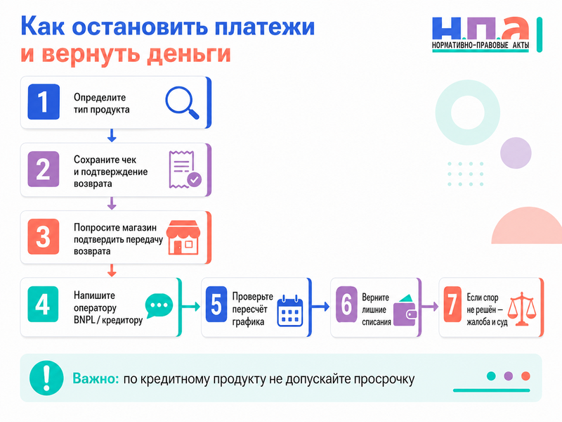 Товар вернули или заказ отменили, а Сплит или Долями продолжают списывать платежи